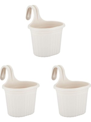 Vera Concept Store Tom1 Askılı Balkon Saksı Seti, 22.2 Cm, 3 Litre, 3 Adet, Beyaz