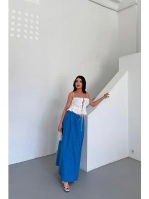 Zenna Tarz Etek Şanel Boy Soft Kumaş - Saks