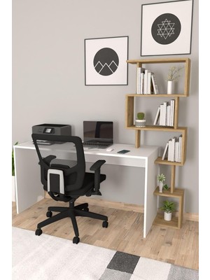 Vera Concept Store Pratik Kitaplıklı Çalışma Masası Beyaz Çam