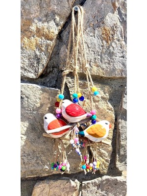 Vera Concept Store Dalda Kuş Serçe Bahçe Balkon Ağaç Duvar Kapı Süsü 3'lü Set