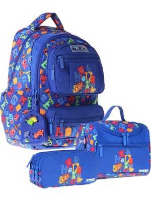 Vera Concept Store Kids Monster(Mavi Renk) Erkek Çocuk Üçlü Ilkokul Okul Çantası Seti/takımı - SETKK-L5404A
