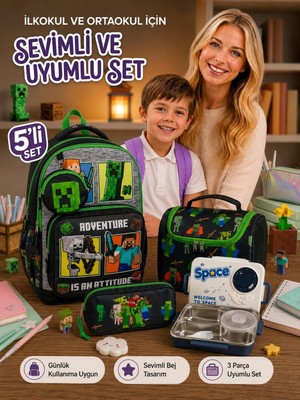 Vera Concept Store Ilkokul-Ortaokul Erkek Çocuk Okul Çantası ve Beslenme Seti, Çocuk Sırt Çantası Okul Çantası, Beslenme Çantası, Kalemlik, Silgilik Erkek Çocuk Okul Çan