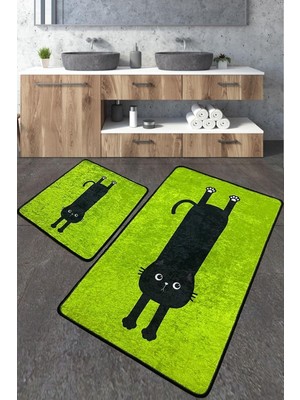 Vera Concept Store Comfort Yeşil Banyo Halısı Djt 2li Set Banyo Halısı Paspas Yıkanabilir Kaymaz