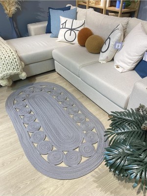 Vera Concept Store Cookie Jüt Hasırlı El Örgüsü Kilim Gri 80 x 250