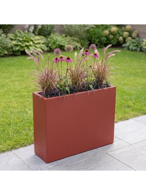 Vera Concept Store Zenith 80X20X60 cm Metal Dikdörtgen Saksılık - Iç ve Dış Mekan Modern Saksı (Kiremit)