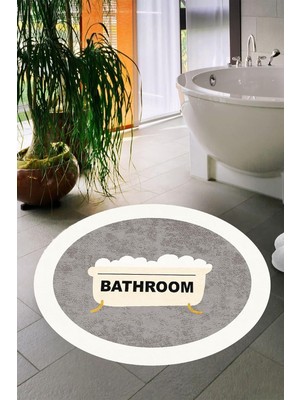 Vera Concept Store Dijital Baskı Kaymaz Taban Yıkanabilir Bathroom Banyo Paspası Yuvarlak DC-8027