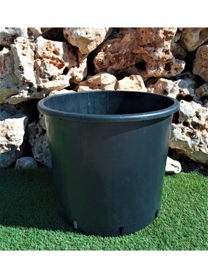 Vera Concept Store Siyah Üretim Saksısı 35 Lt 1 Adet Yuvarlak Saksı Çiçek Saksısı Plastik Saksı Yetiştirme Saksısı Siyah