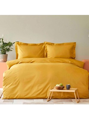 Vera Concept Store Ranforce Pamuklu Çarşafı Lastikli Çift Kişilik Nevresim Takımı, 200 x 220 Cm, Hardal
