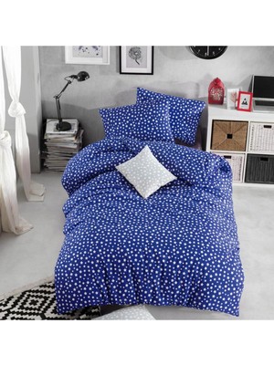 Vera Concept Store Çift Kişilik Lastiksiz Lacivert Yıldız Desenli Pamuklu Ranforce Nevresim Takımı - 200 x 220