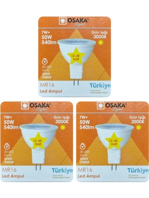 Vera Concept Store 12V 7W (50W) Sarı (3000K) Gu5.3 LED Spot Ampul, 3 Adet