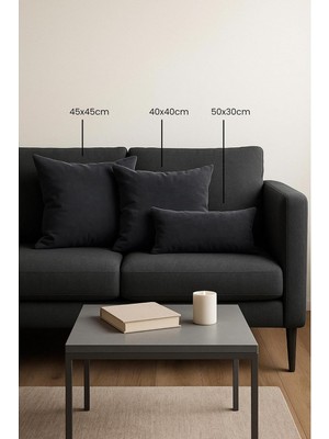 Vera Concept Store Fabric Design Kadife Serisi Kırlent, Yastık Kılıfı (Siyah, 45 x 45)