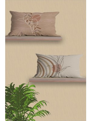 Vera Concept Store Dikdörtgen Çift Tarafı Baskılı 30X50 2'li Modern Tasarım 3D Yastık Kılıfı Seti, Kırlent Kılıfı Seti (Bakır Bej)