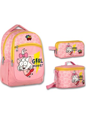 Vera Concept Store Kral Şakir Pembe Girl Power Kız Çocuk Üçlü Ilkokul Sırt Çanta Seti