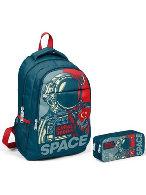 Vera Concept Store Coral High Astronot Erkek Çocuk Ilkokul Çantası ve Kalemlik Seti