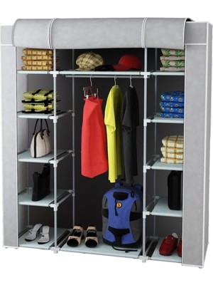 Vera Concept Store Çok Bölmeli Dolap Organizeri, 150 cm Geniş Gardırop, Gri Renk, Ayakkabı ve Kıyafet Düzenleyici