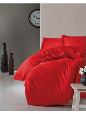 Vera Concept Store Mer-Tim Pamuklu Ranforce Çift Kişilik Battal Boy 220X240 Nevresim Yorgan Kılıfı - Kırmızı