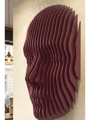 Vera Concept Store Flatform Echo Parametrik Yüz Duvar Dekoru – 3D Katmanlı Modern Duvar Heykeli (Bordo)