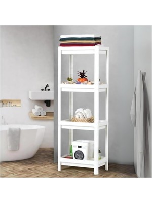 Vera Concept Store 4 Katlı Raf Ünitesi - Çok Amaçlı Düzenleyici Kullanışlı, Kolay Kurulum, Beyaz Renk, Banyo, Mutfak ve Ofis Için Raf Organizer
