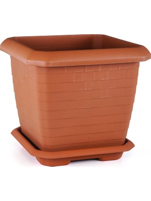Vera Concept Store HK04 Hisar Kare Saksı No:4 Tabaklı 44,2 Cm, 44 Litre Kiremit