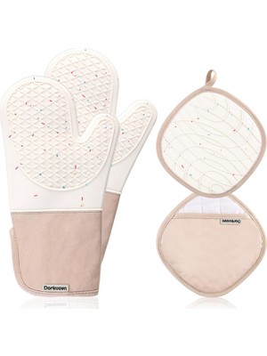 Vera Concept Store Mutfak Eldivenleri, 500 ° F Isıya Dayanıklı, Fırın Için Fırın Mits Eldiven Seti, Kaymaz Tutuş, Mutfak Pişirme Pişirme Için Yıkanabilir Eldivenler (Kre