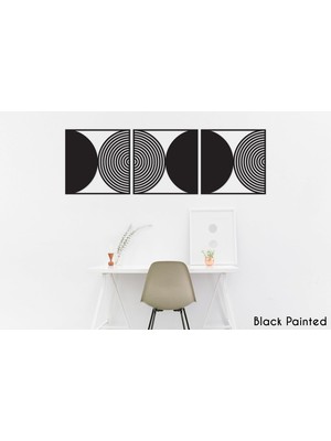 Vera Concept Store Modern Geometrik 3 Parçalı Doğal Ahşap Kaplama Siyah Duvar Tablosu, Salon ve Yatak Odası Için Ahşap Panel, 30 cm (Yükseklik)