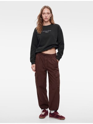 Koton Rahat Kalıp Şardonlu Bisiklet Yaka Uzun Kollu Arkası Kanat Baskılı Sweatshirt