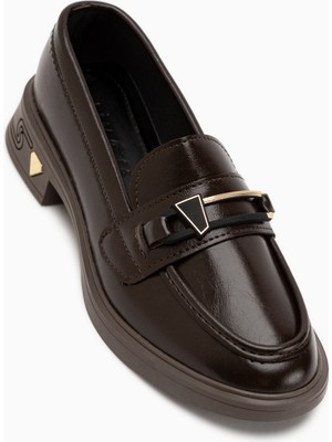 Limoya Emilia Kahve Tokalı Kadın Loafer Günlük Ayakkabı