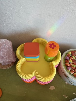 Dolozena 3D Baskı Çiçek Formlu Istiflenebilir Tepsi Takı ve Küçük Eşya Tabağı Renkli Çiçek Tepsi - Sarı