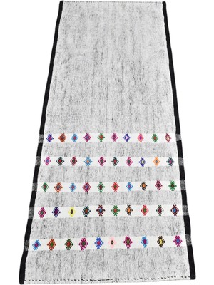 Kilim Antik El Dokuma Ak Pamuklu Yörük Kilim 1904 - Yeni - Çok Renkli