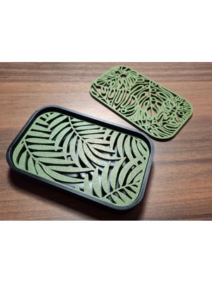 Dolozena 3D Baskı Yaprak Desenli Sabunluk Süzdürmeli Monstera Palmiye Yaprak Desenli Banyo Sabun Kabı