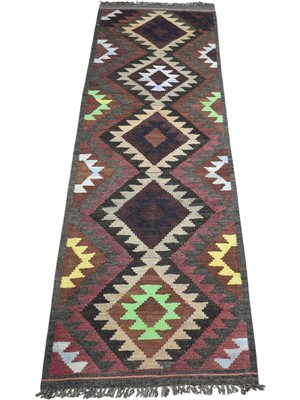Kilim Antik El Dokuma Himalayalar Yolluk Yün Kilim 1905 - Vintage - Çok Renkli