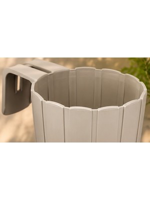 Dolozena 3D Baskı Askılı Balkon Saksısı Dikey Çizgili Dekoratif Çiçek ve Aromatik Bitki Saksısı - Bej