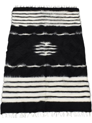 Zehra Abla Halı Yeni El Dokuma Eşsiz Yün Tiftik Siirt Battaniyesi Kilim 7598