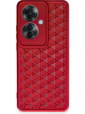 Burada Bulabilirsin Oppo Reno 11F Uyumlu Kılıf Petek Silikon Kapak - Kırmızı