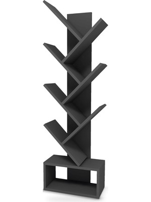 8 Raflı Basamak Kitaplık 40X140 cm Kademeli Raflı, Koyu Gri