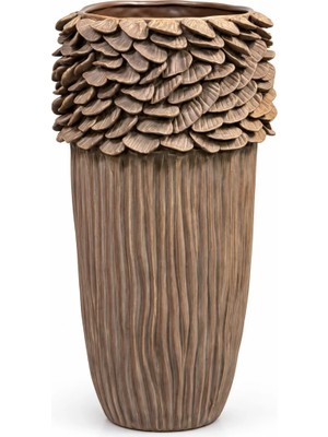 Mikasa Moor Yapraklı Bej Seramik Vazo 33X57CM