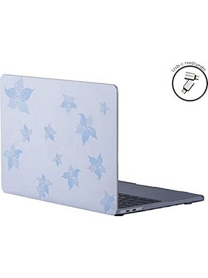 MacBook Pro 13 Çiçek Desenli Kılıf A1706 A1708 A1989 A2159 A2251 A2289 A2338 M1 M2 Uyumlu Baskılı Sert Kılıf Ince Hafif Koruyucu Kapak Açık Mavi