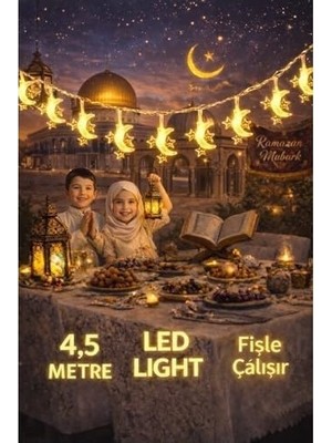 4,5 Metre 3 Yıldız 1 Pilli LED Işık, Şerit LED Sarı Işıklar Peri Işıkları Aydınlatmalı Şerit LED LED Işık Şerit LED Işık 3 Yıldız 1 Ay