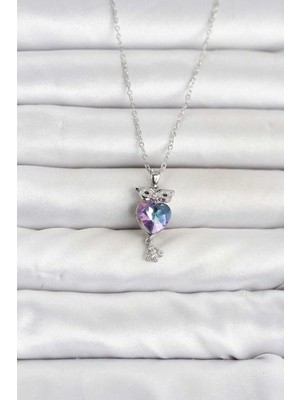 Bin1çeşit Baykuş Tasarımlı Gümüş Renk Çelik Kolye 45 cm