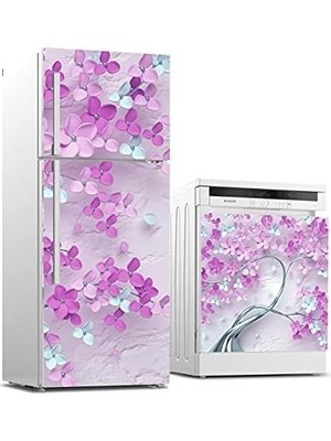Prime Buzdolabı ve Bulaşık Makinası Beyaz Eşya Kaplama 3D Mor Ağaç