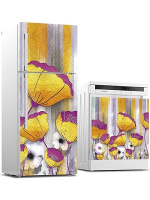 Prime Buzdolabı ve Bulaşık Makinası Beyaz Eşya Kaplama 3D Flowers