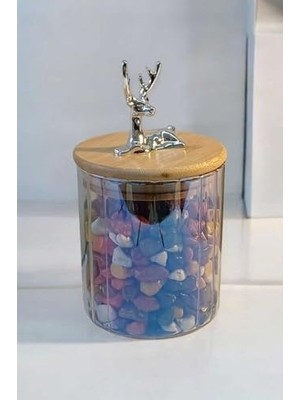 Prime (9X10 Cm) 1 Adet Gökkuşağı Geyikli Cam Saklama Kavanozu Geyik Başı Gümüş Renk Hava Geçirmez Y-451,GÖKKUŞAĞI