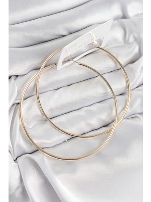 Hubrendy Bez Pirinç Halka Model Gold Renk Kadın Küpe