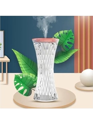 Prime Masaüstü Lamba ve Nemlendirici Şarjlı Işık Kristal Desenli 7 Farklı Renk Atmosfer Lamba Göz Yormayan Işık Kitap Okuma Işığı Salon Oturma Odası Y