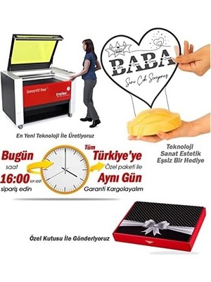 Prime Kalp Şeklinde Babalar Günü Hediyesi, Babaya Hediye, Kişiye Özel Babaya Hediye Isim Yazılı LED Lamba