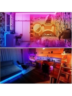 Prime Ema Dükkan 5 Metre Rgb Şerit LED Kumandalı 44 Tuşlu 20 Renk Rgb Şerit Işık Aydınlatma