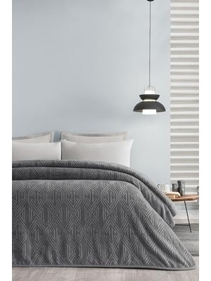 Prime Melan Çift Kişilik Emboss Battaniye - Gri, 200 x 220