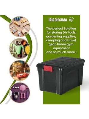 Prime Ohyama, Kapaklı Büyük Saklama Kutuları, Garaj Saklama Kutuları, Kapatma Klipsleri, 60L/3 Paket, Bpa Içermez, G59 x D39,5 x Y35,5 Cm, Sıa-60, Siy