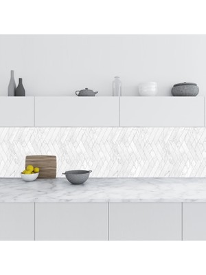 Prime Mutfak Tezgah Arası Folyo Kaplama Folyosu Beyaz Mermer Kiremit Desen 60X200 cm