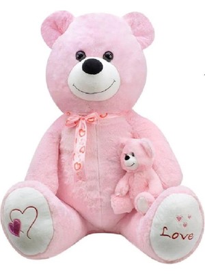 KSB Store 1085P Yavrulu Peluş Ayı Pembe 95 cm
